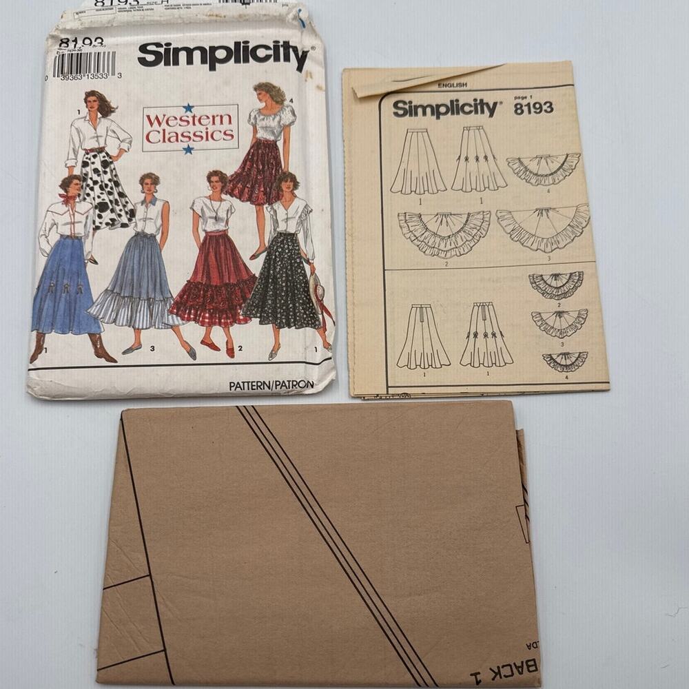 Simplicity Pattern 8193 Size 6-10 Western Classics Skirt Tiered Peasant Rodeo